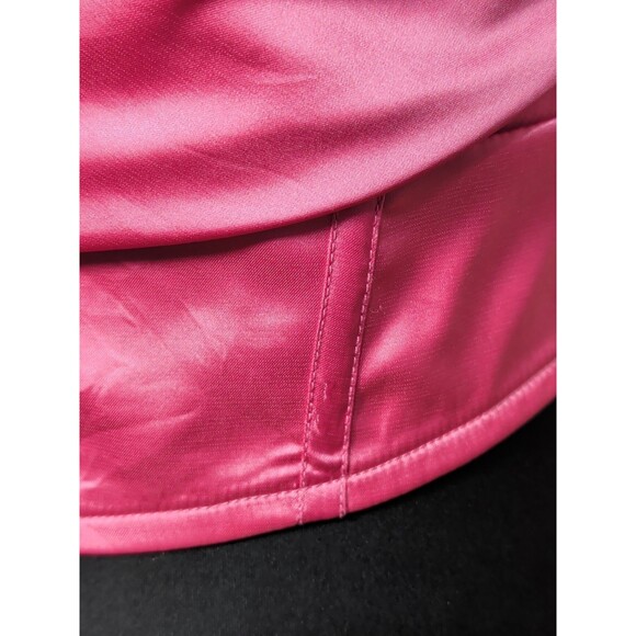 Women's Xsmall Satin Pink Cowl Neck Corset Crop Top Barbiecore Party Y2K - Picture 5 of 12
